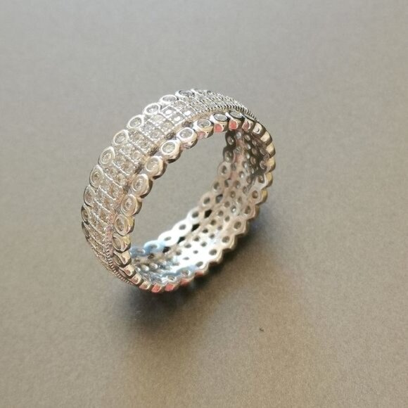 Sterling silver cz eternity band ring size 8 NEW - Picture 6 of 9